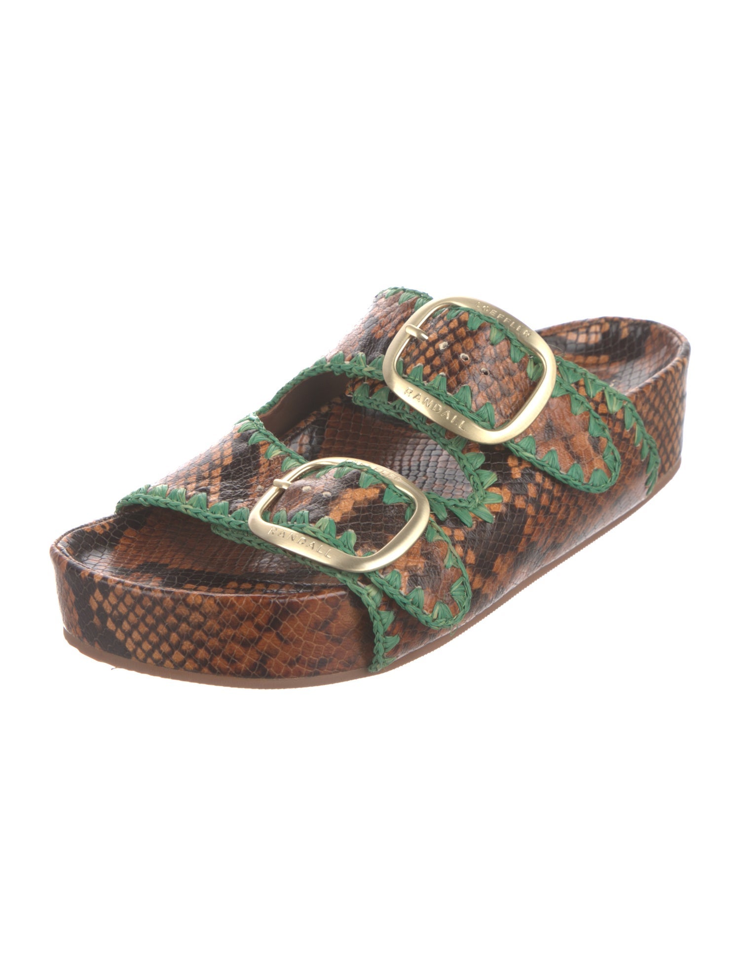 Loeffler Randall Embossed Leather Animal Print Slides
