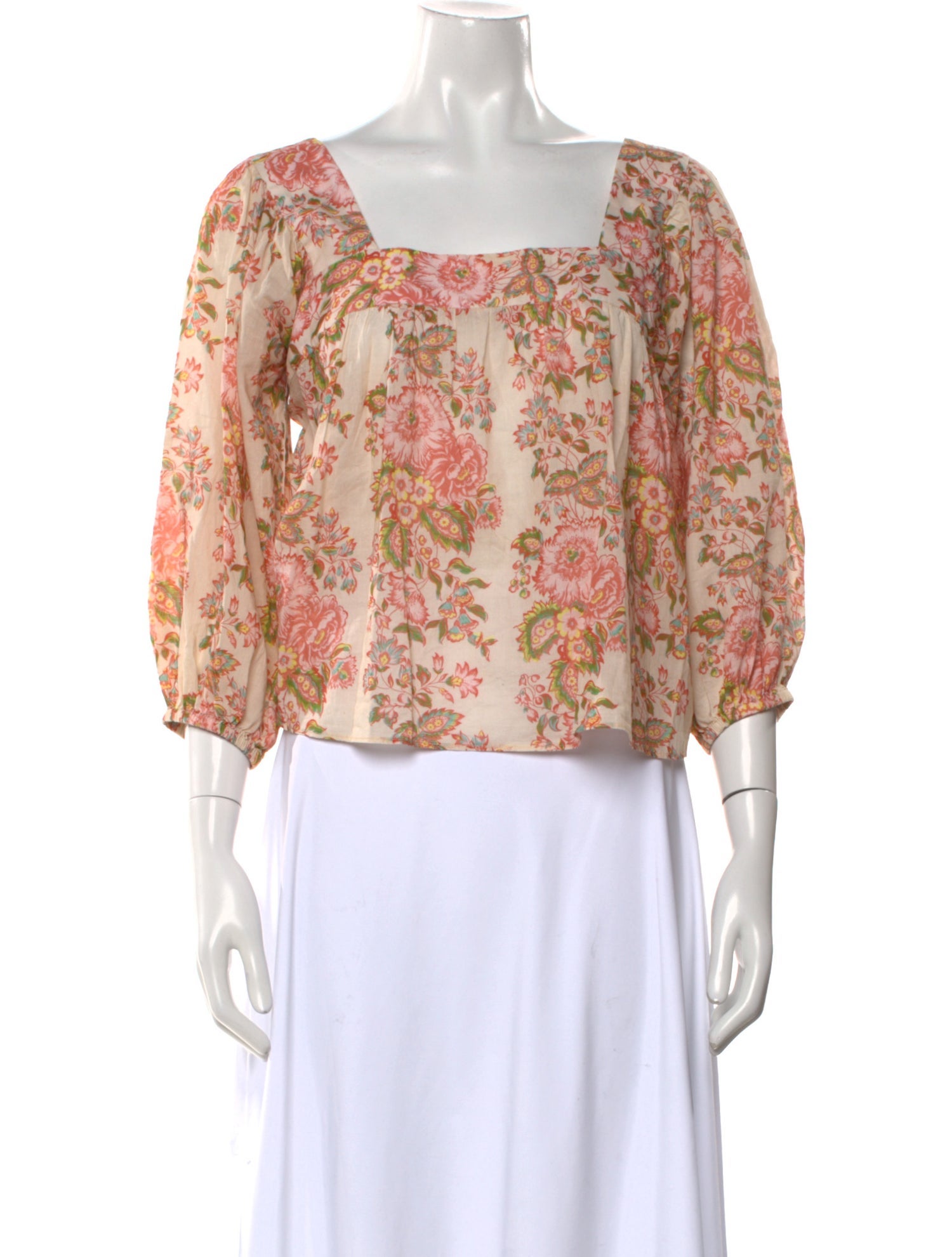 Loeffler Randall Floral Print Square Neckline Crop Top