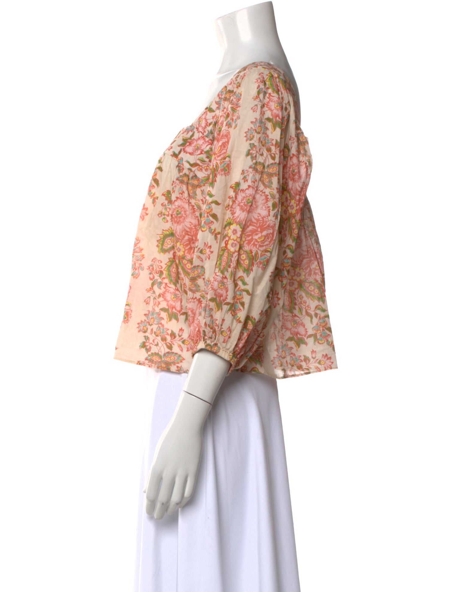 Loeffler Randall Floral Print Square Neckline Crop Top