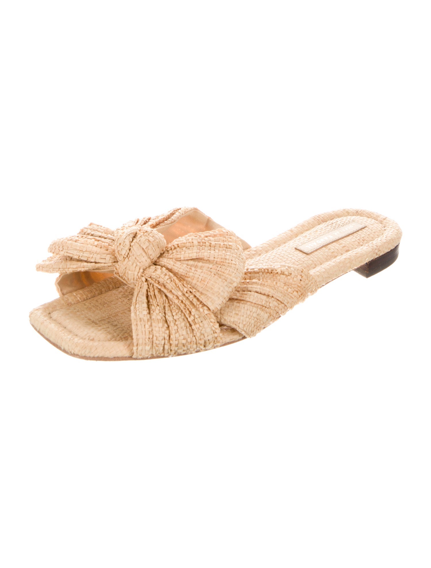 Loeffler Randall Raffia Bow Accents Slides