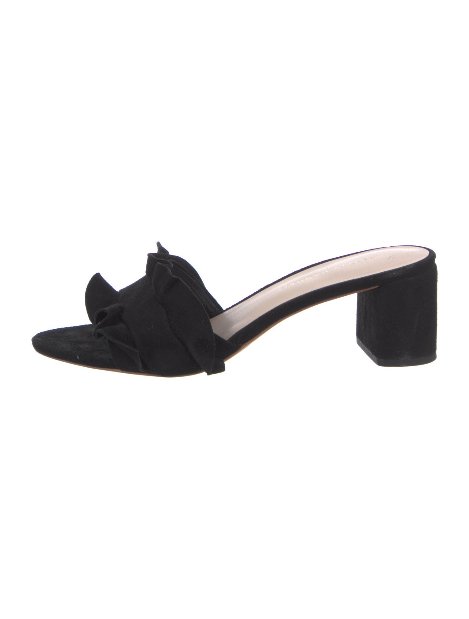 Loeffler Randall Suede Ruffle Embellishment Slides