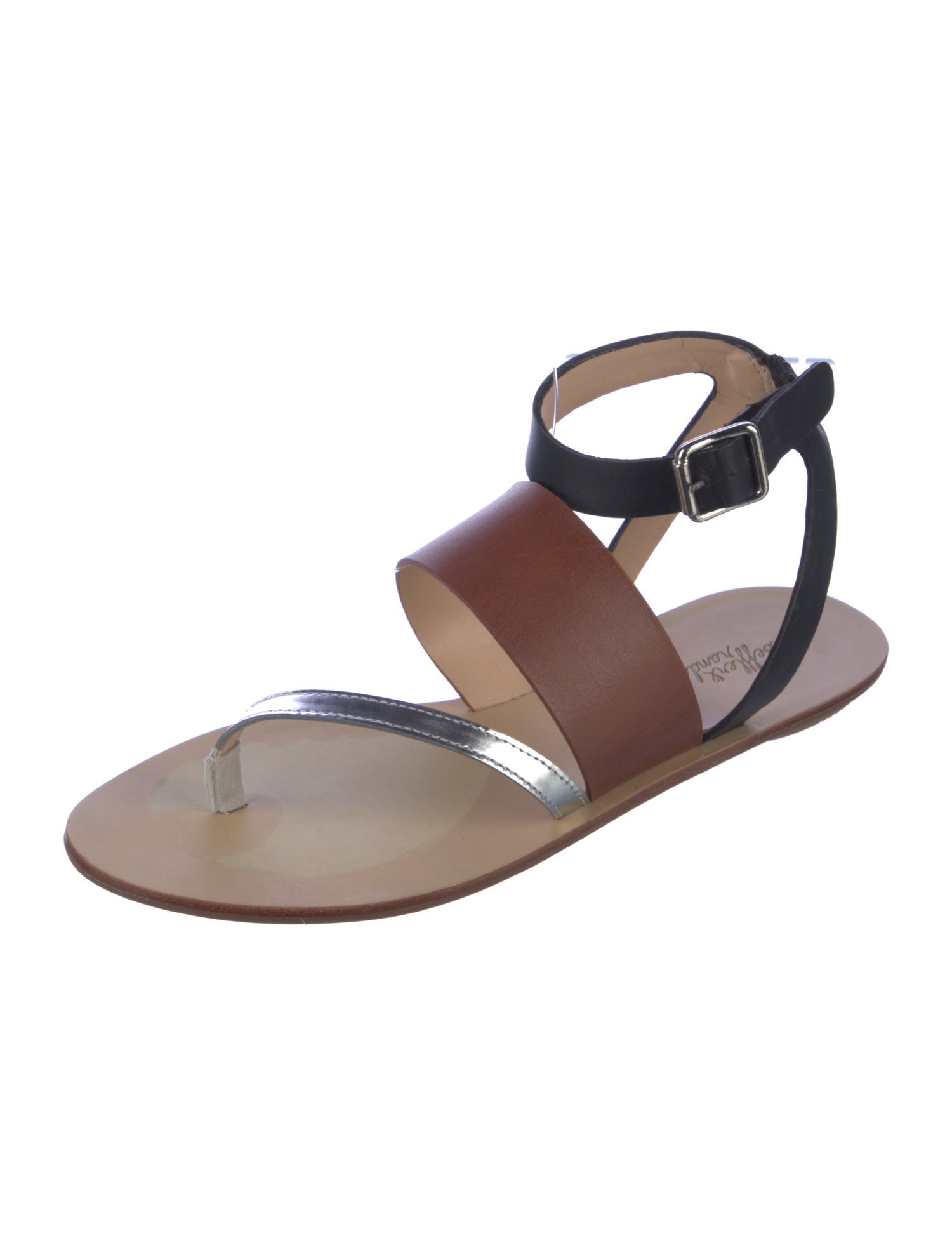 Loeffler Randall Ponyhair Colorblock Pattern T-Strap Sandals