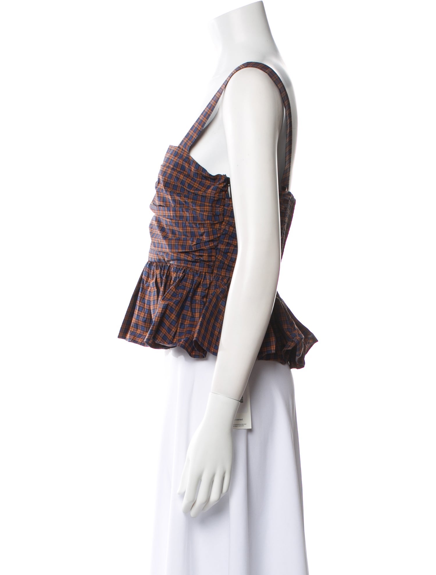 Loeffler Randall Plaid Print Square Neckline Crop Top