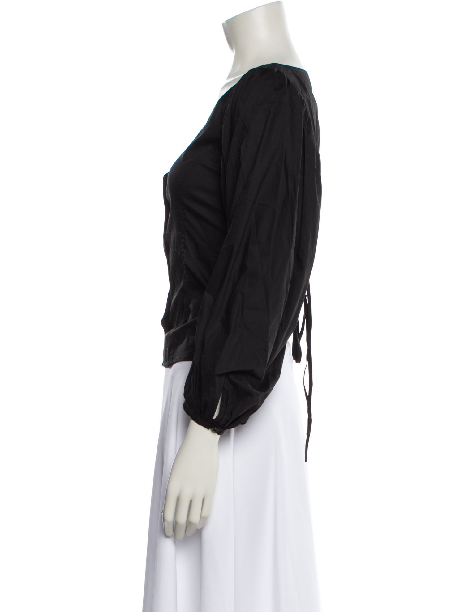 Loeffler Randall Scoop Neck Three-Quarter Sleeve Blouse