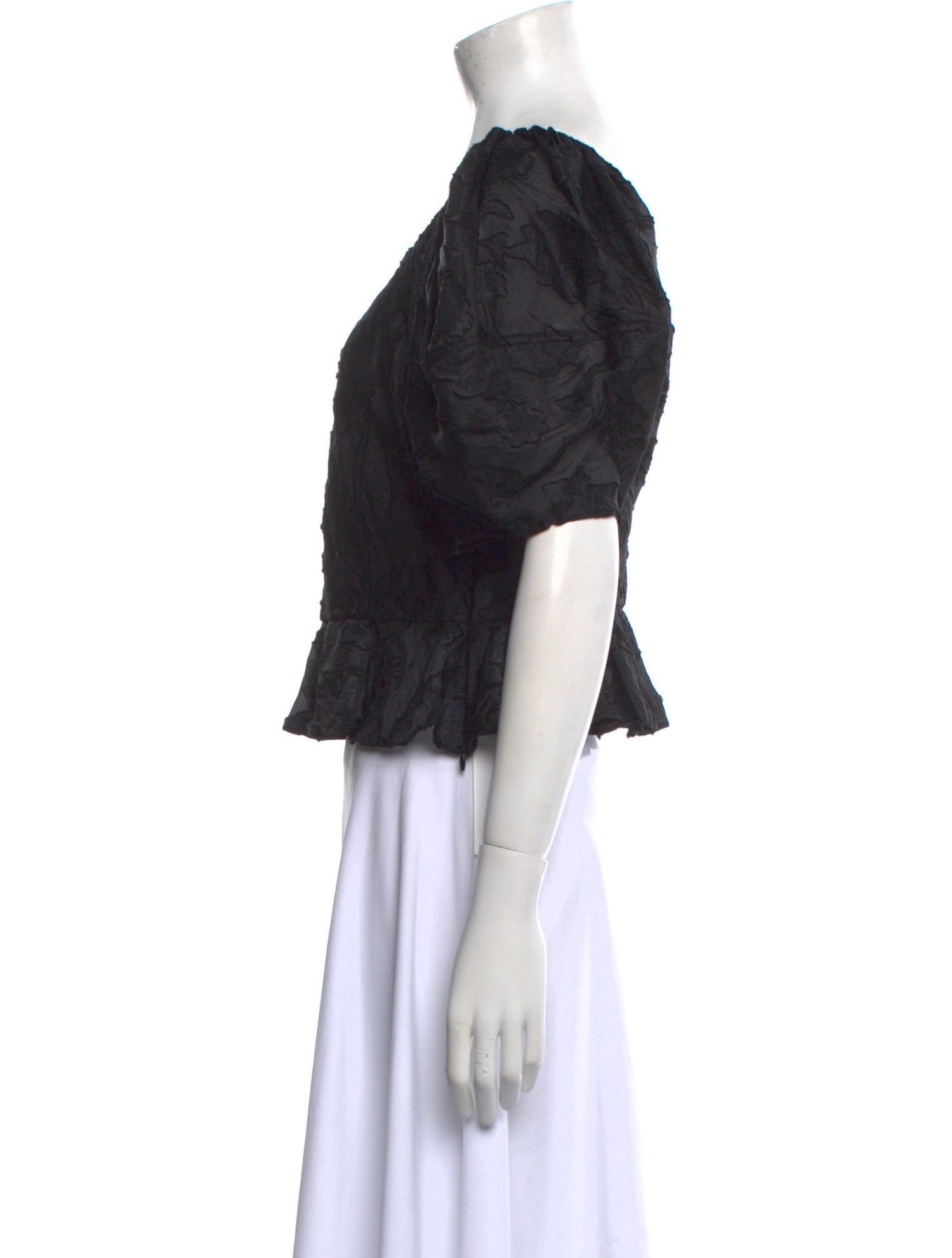 Loeffler Randall Off-The-Shoulder Short Sleeve Crop Top