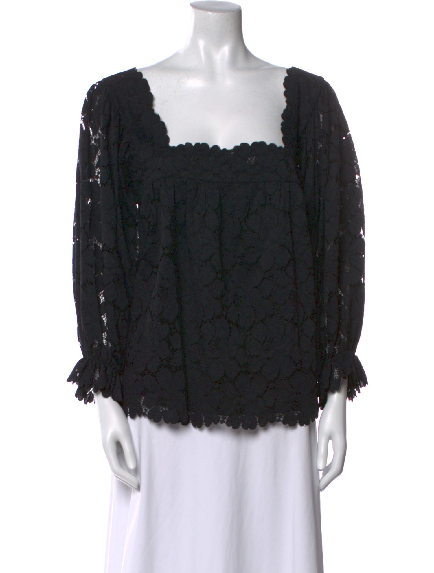 Loeffler Randall Lace Pattern Square Neckline Blouse w/ Tags