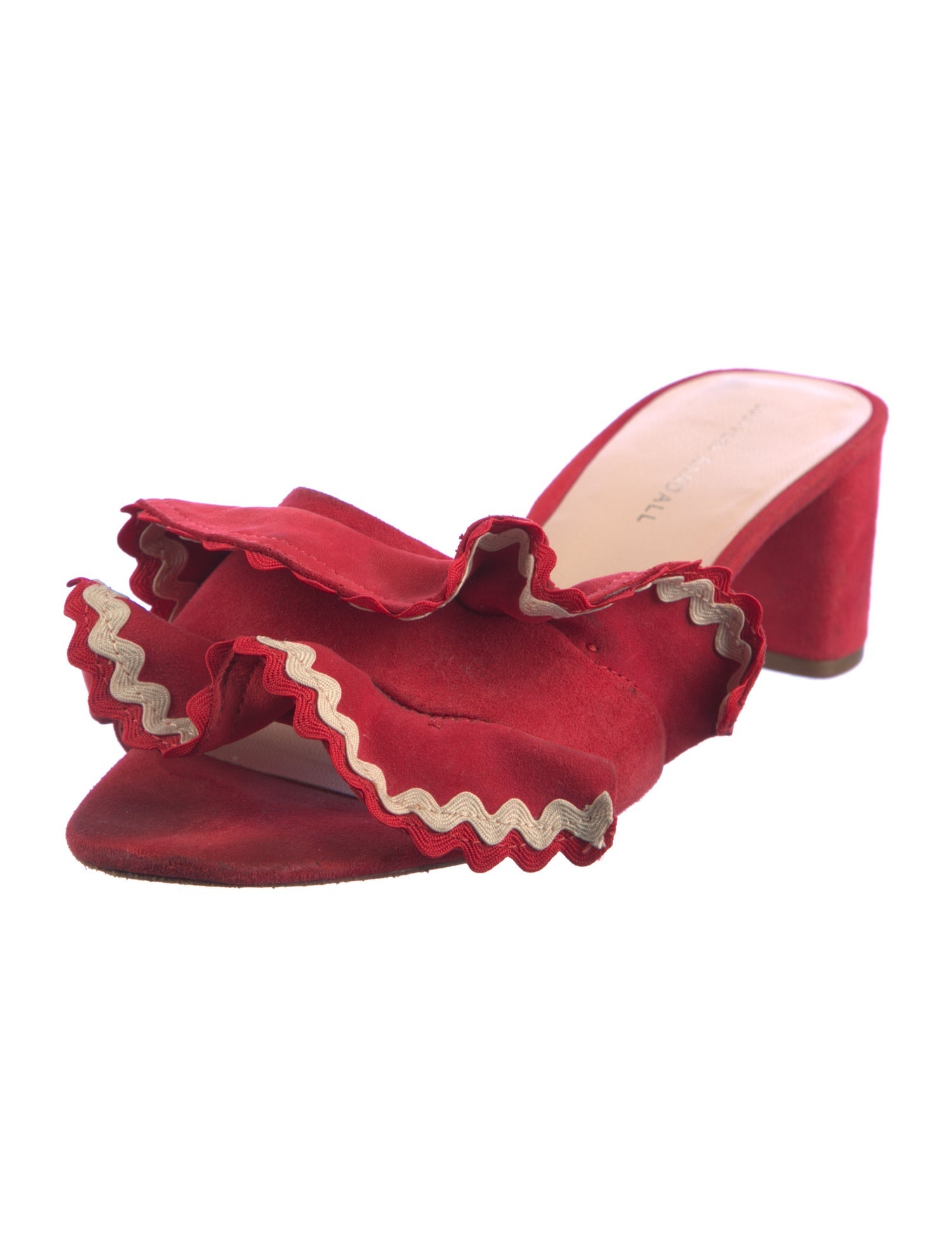 Loeffler Randall Suede Ruffle Embellishment Slides
