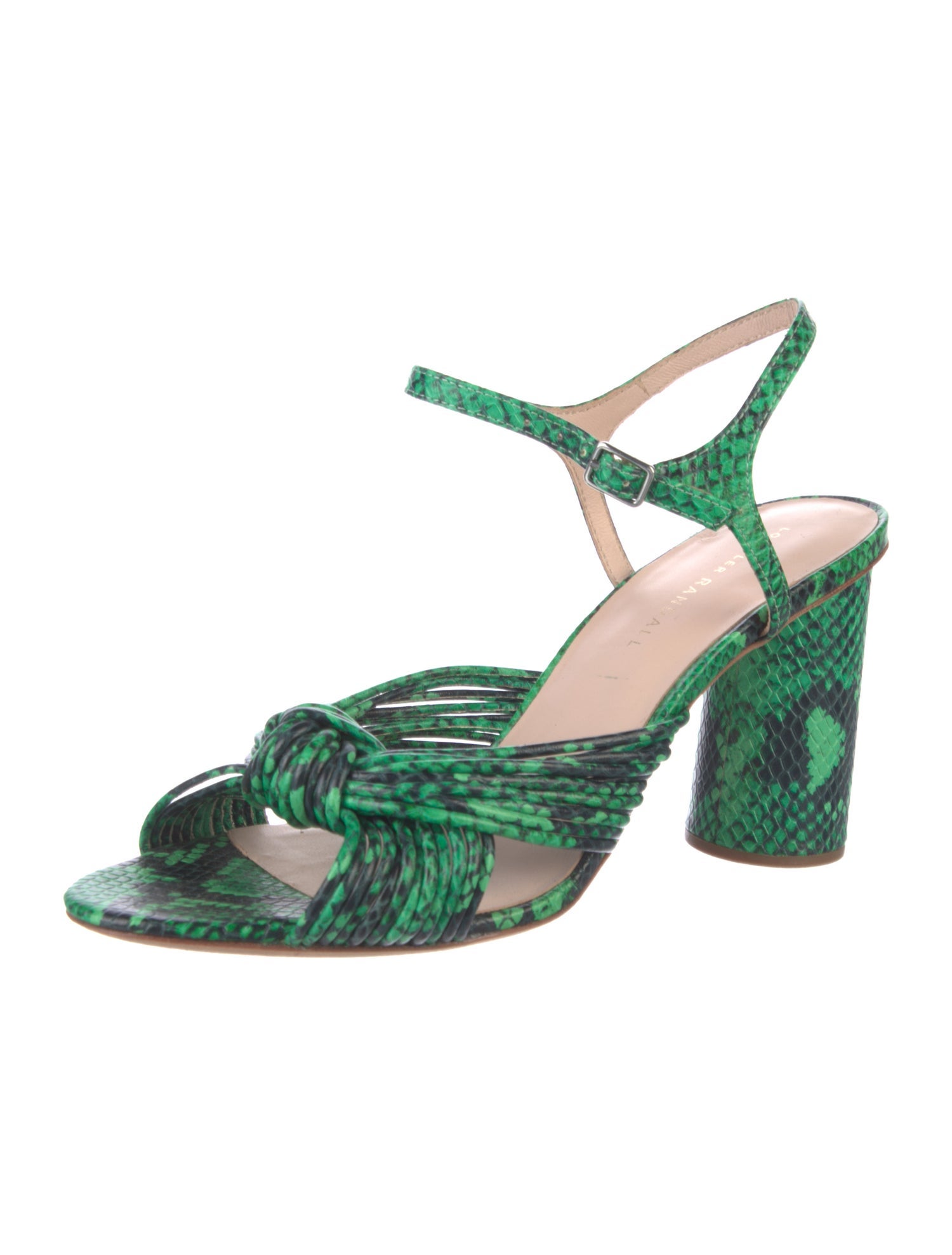 Loeffler Randall Embossed Leather Animal Print Sandals