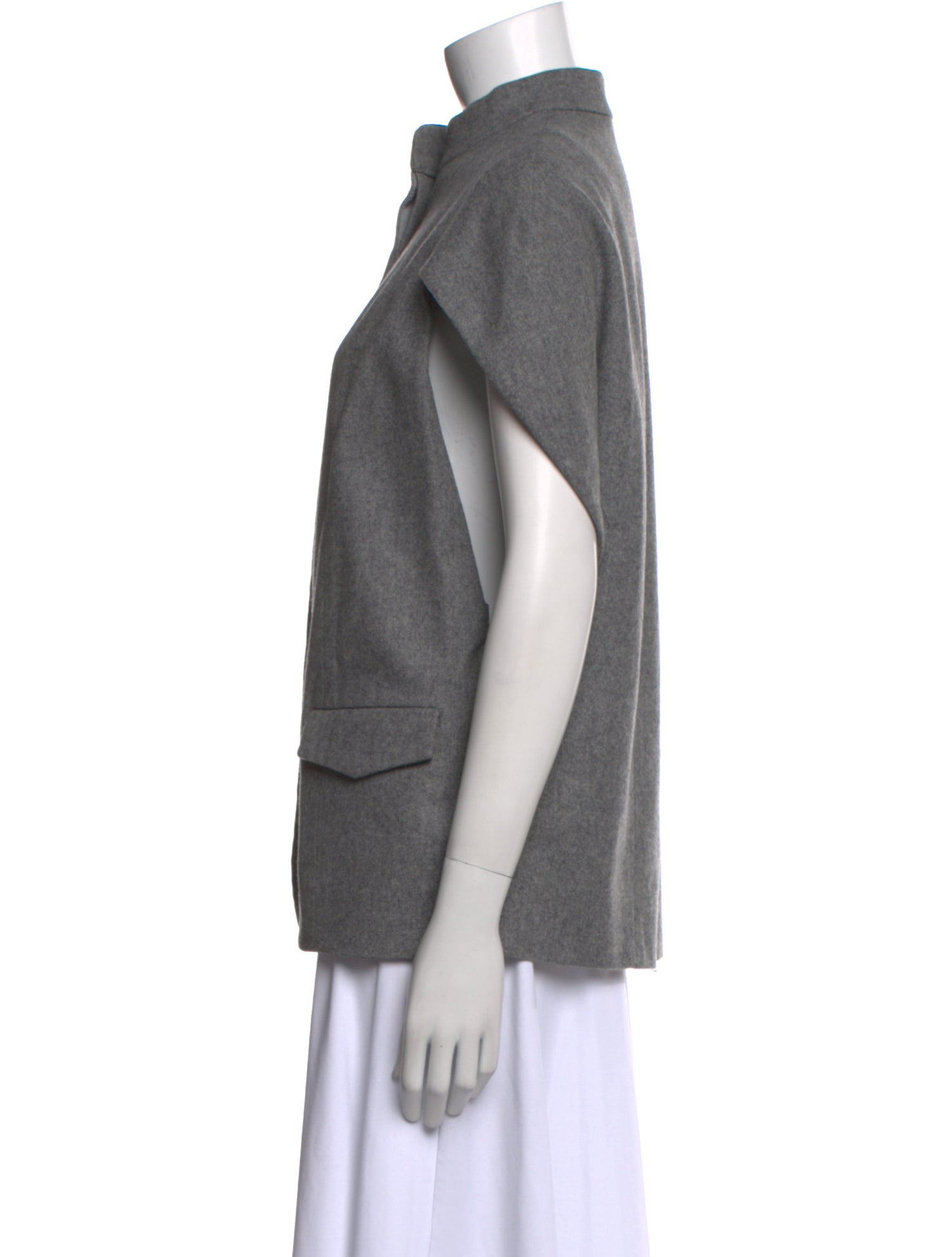 Loeffler Randall Wool Mock Neck Button-Up Top