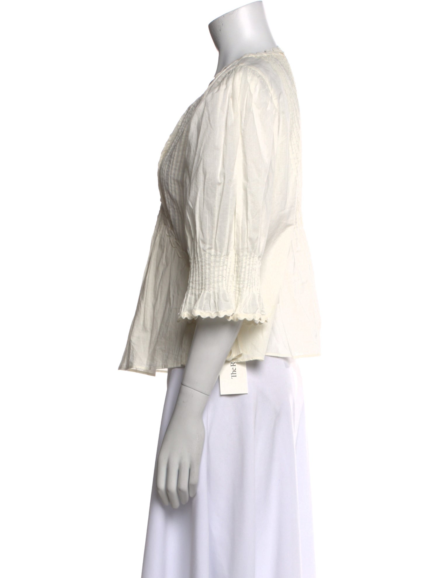 Loeffler Randall V-Neck Three-Quarter Sleeve Blouse