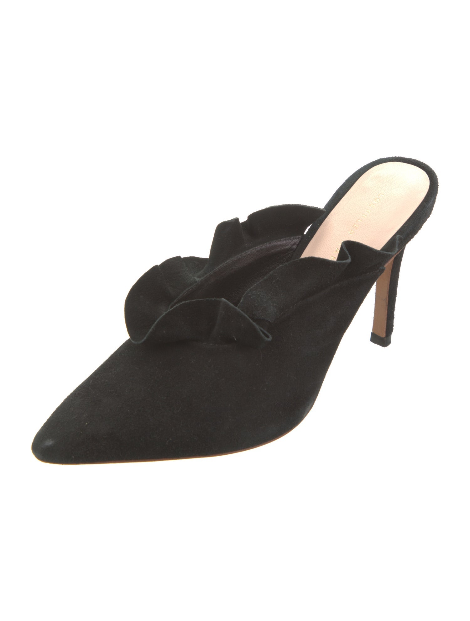 Loeffler Randall Suede Ruffle Embellishment Mules