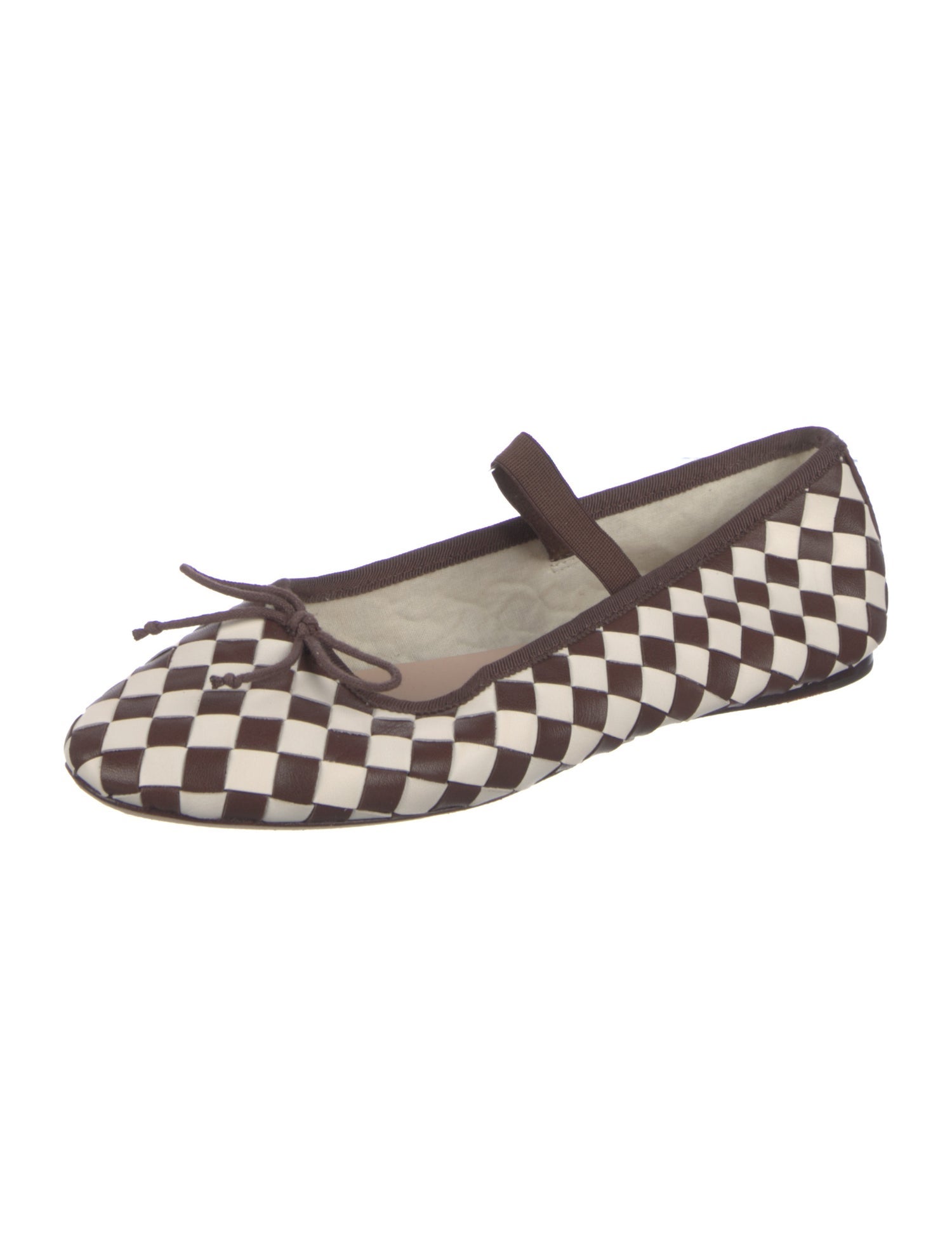 Loeffler Randall Leather Plaid Print Mary Jane Flats