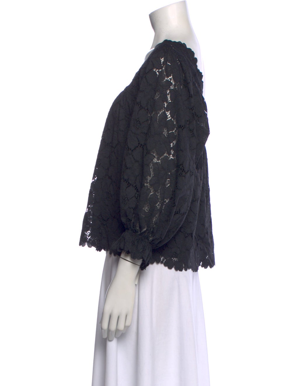 Loeffler Randall Lace Pattern Square Neckline Top - image 2