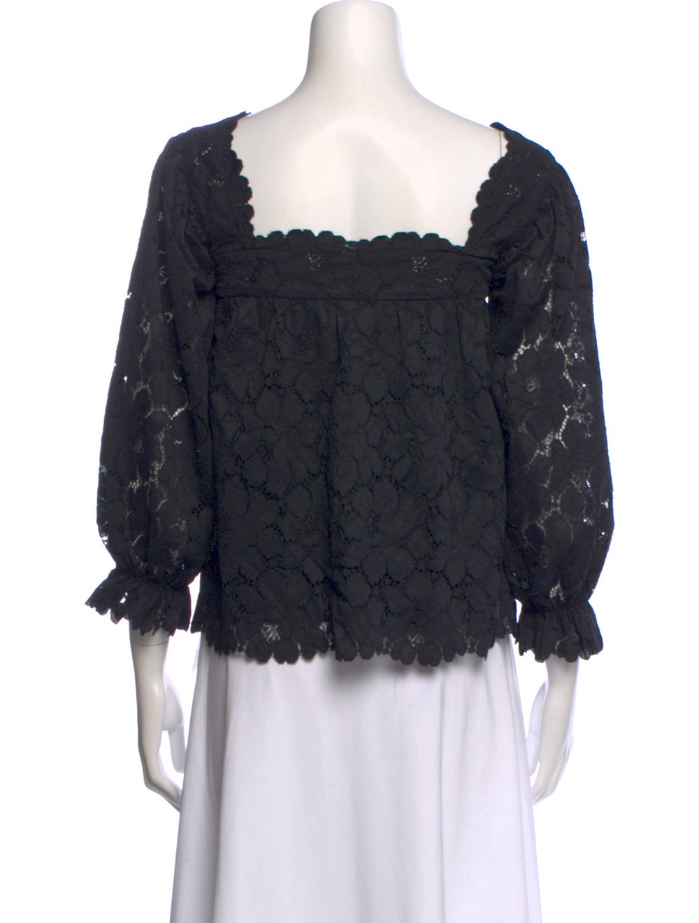 Loeffler Randall Lace Pattern Square Neckline Top - image 3