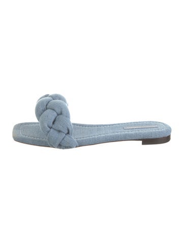 Pre-owned Loeffler Randall Denim Slides In Blue