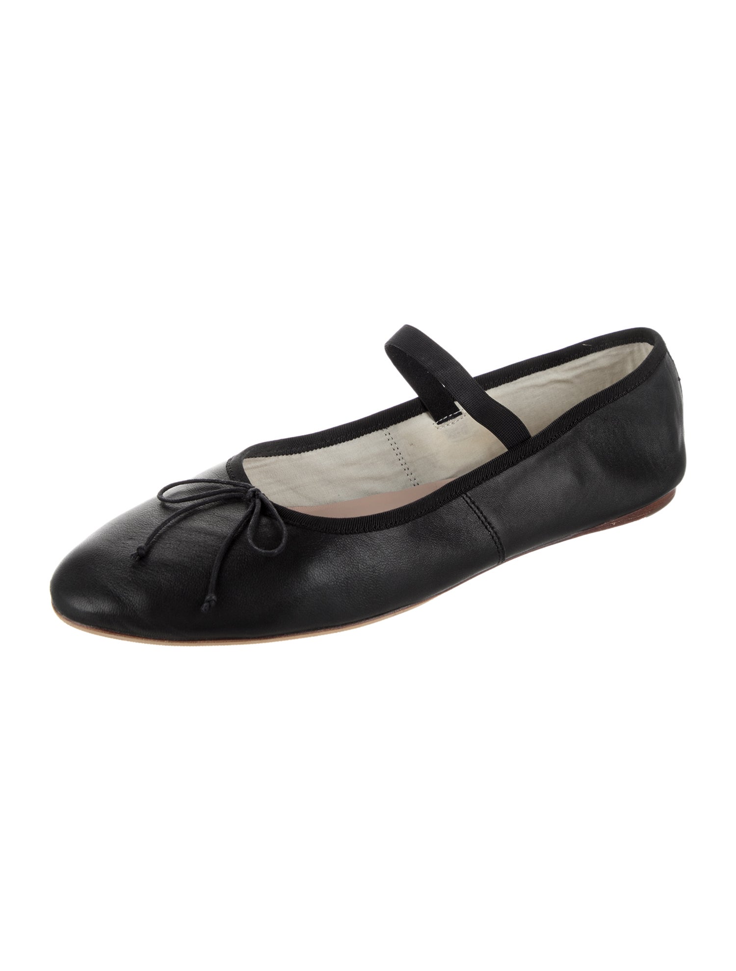 Loeffler Randall Leather Bow Accents Mary Jane Flats