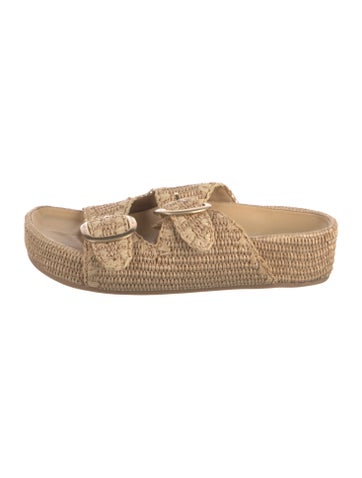 Pre-owned Loeffler Randall Raffia Espadrilles In Neutral