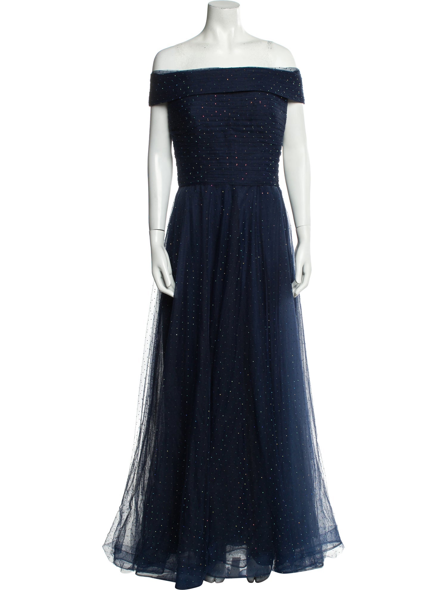 La Femme Off-The-Shoulder Midi Length Dress