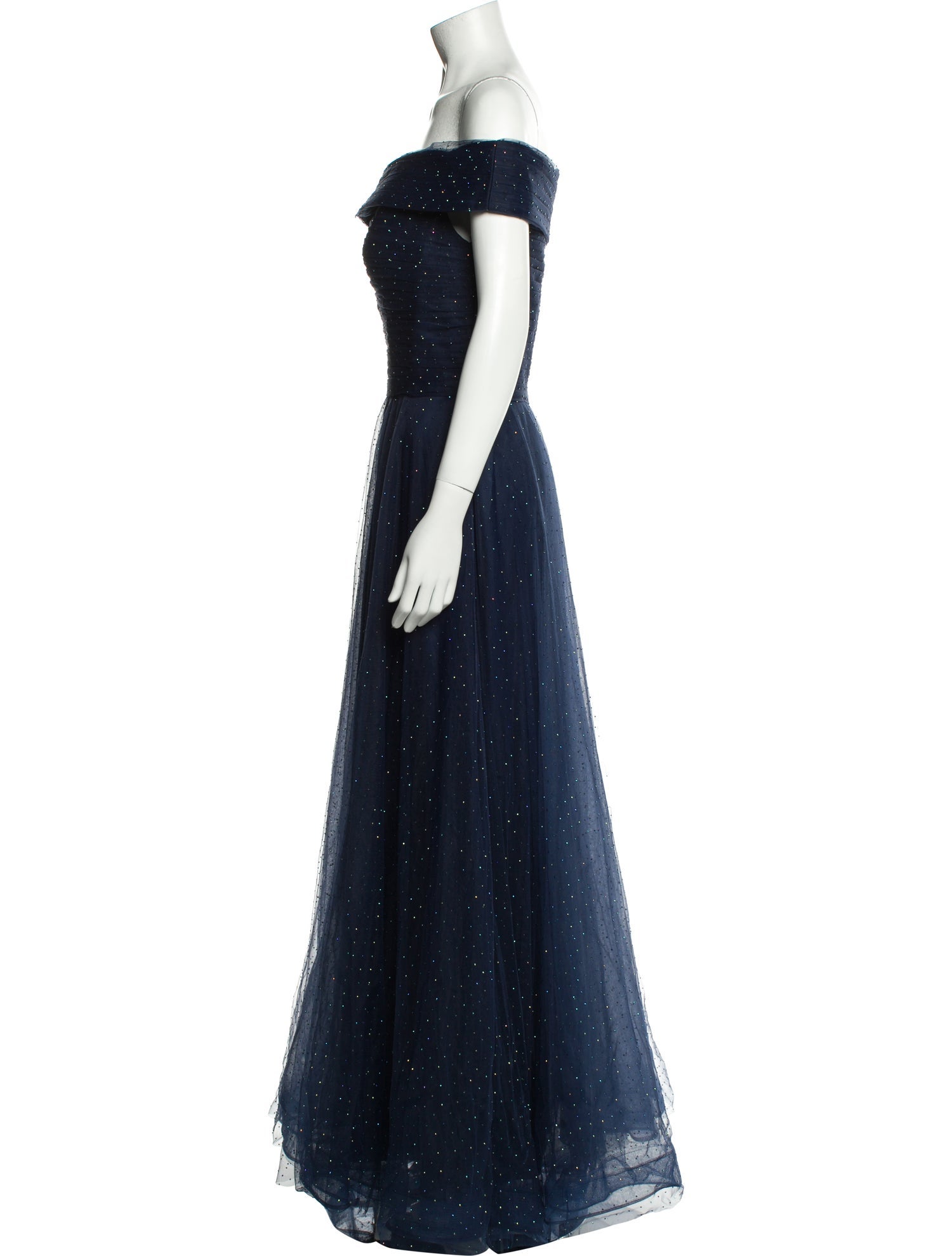 La Femme Off-The-Shoulder Midi Length Dress