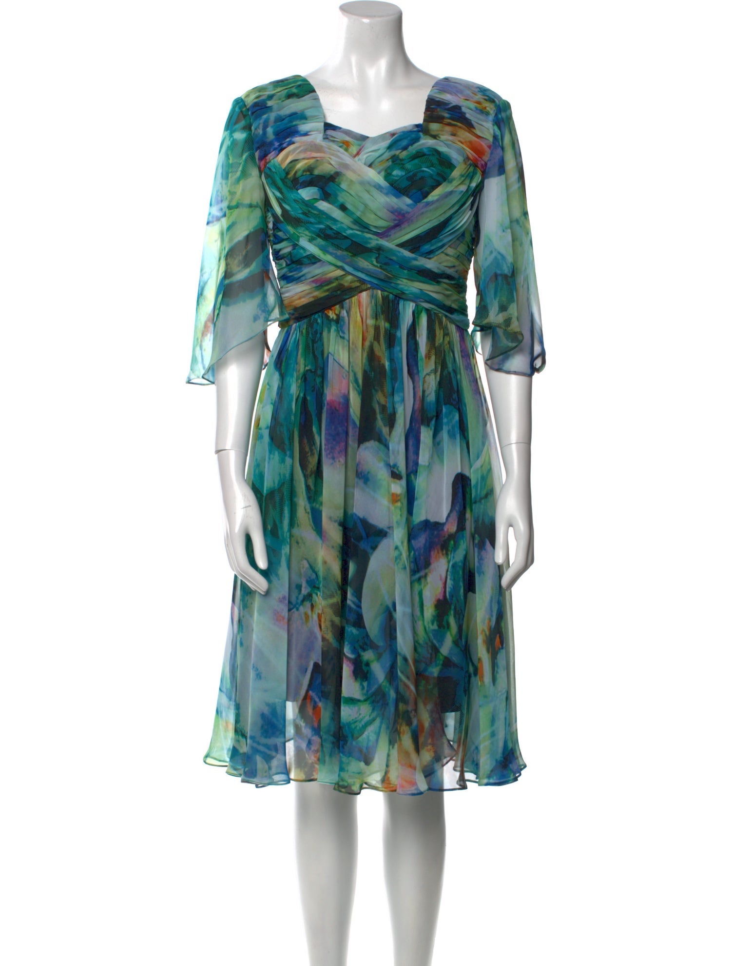 La Femme Printed Knee-Length Dress