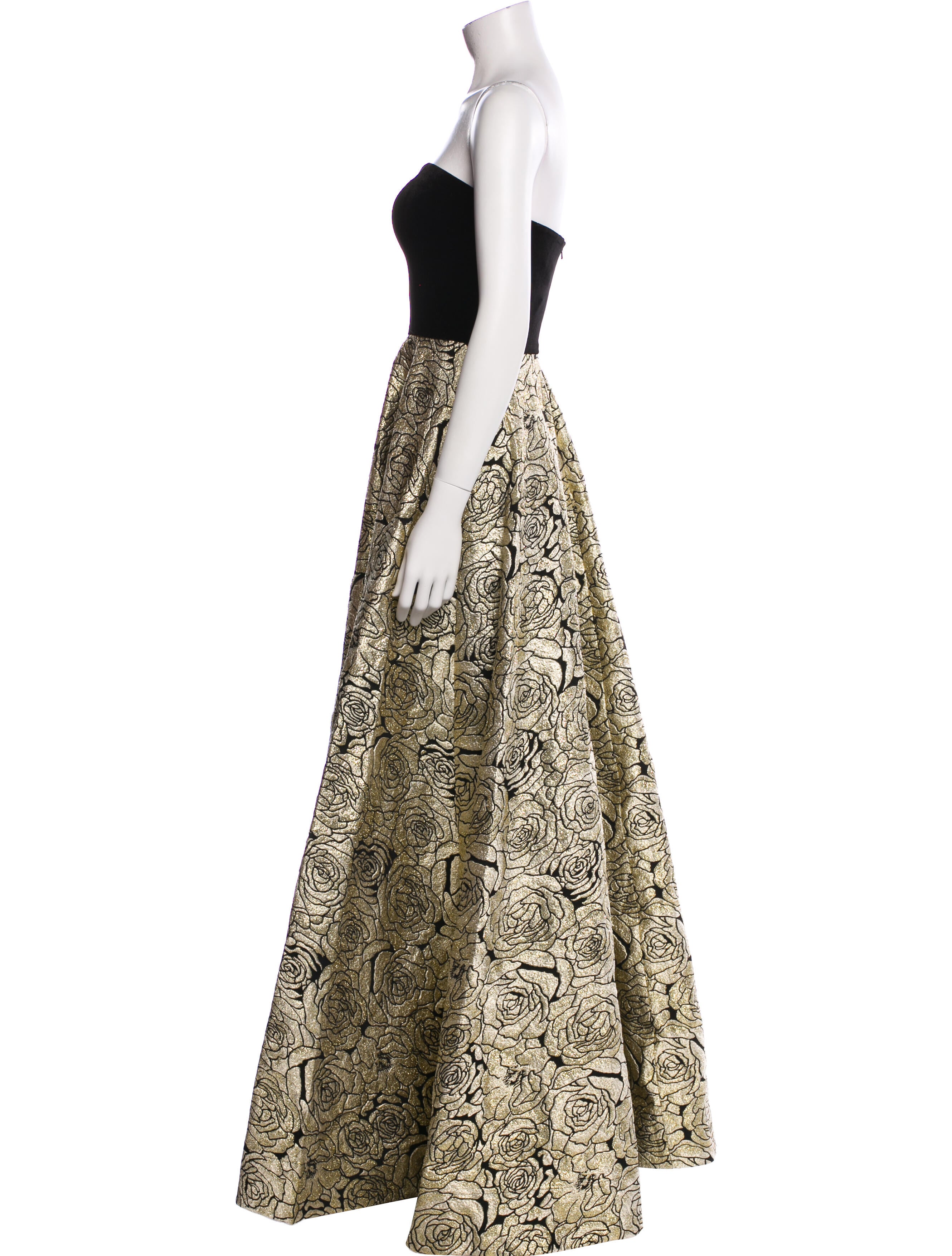 La Femme Floral Print Long Dress