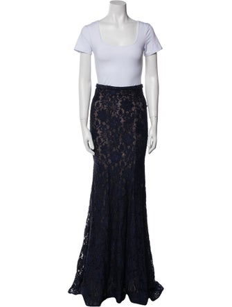 La Femme Lace Pattern Crystal Embellishments Skirt Set
