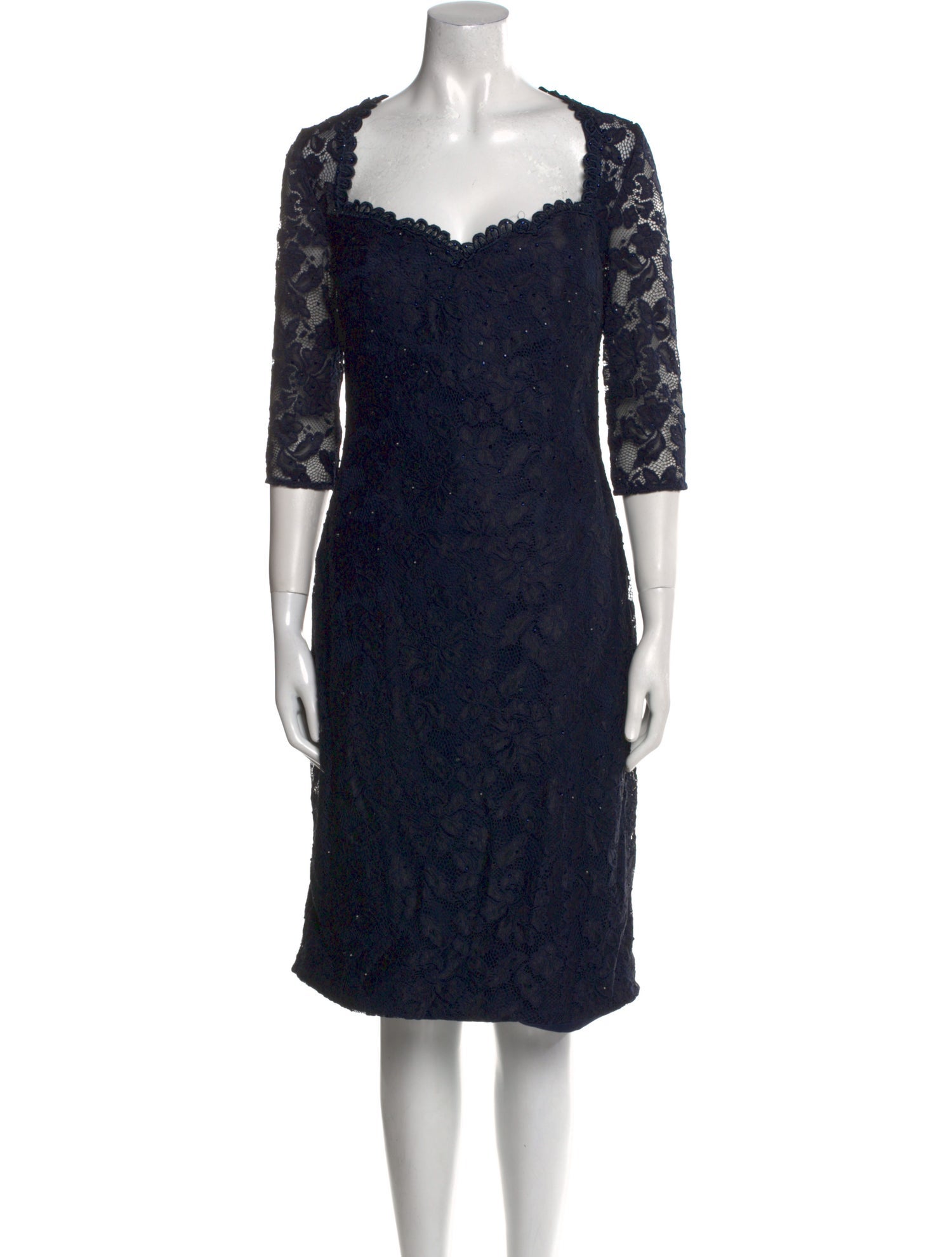 La Femme Lace Pattern Knee-Length Dress