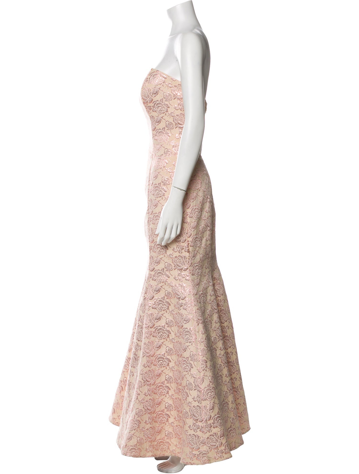 La Femme Floral Print Long Dress