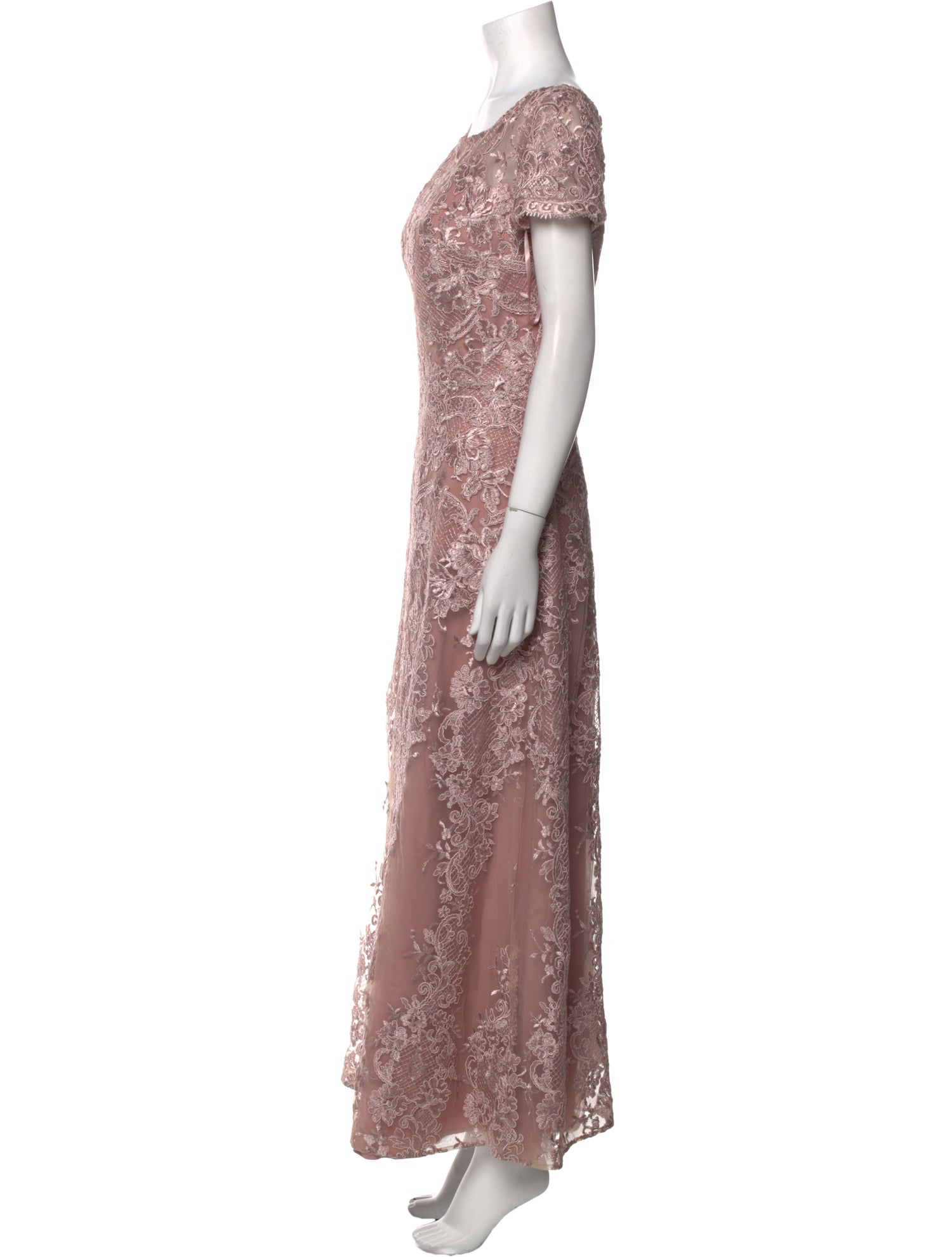 La Femme Lace Pattern Long Dress