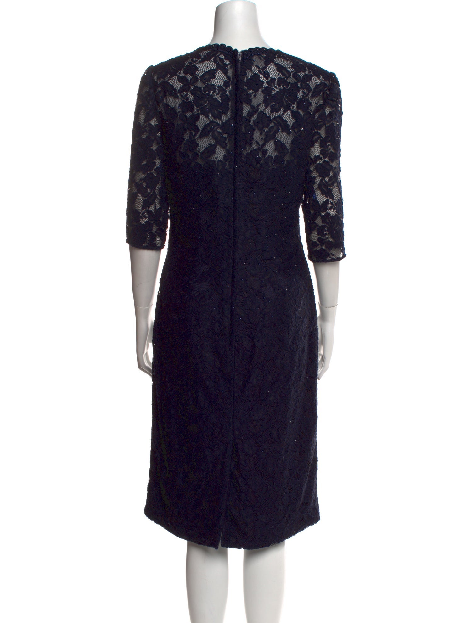 La Femme Lace Pattern Knee-Length Dress