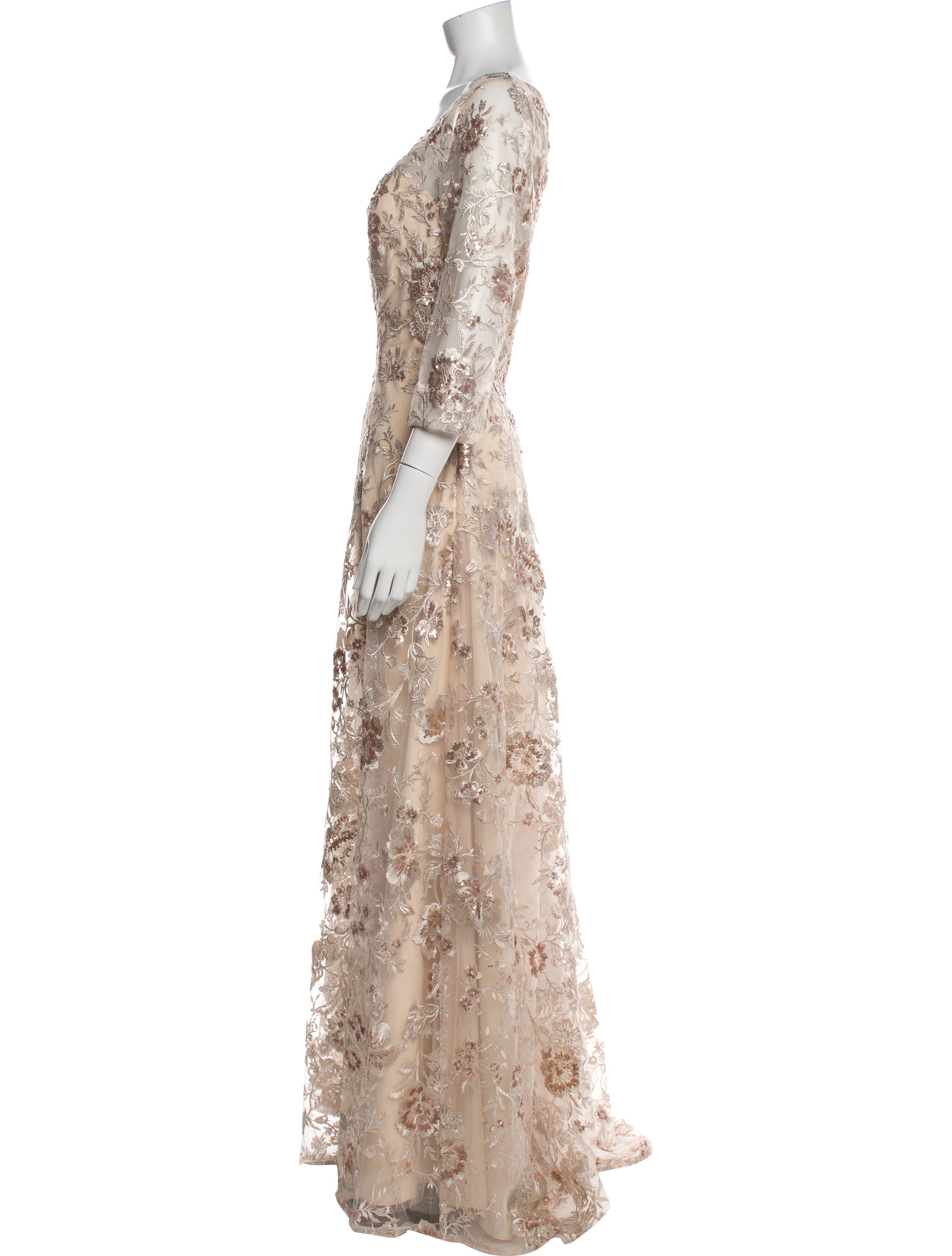 La Femme Lace Pattern Long Dress w/ Tags