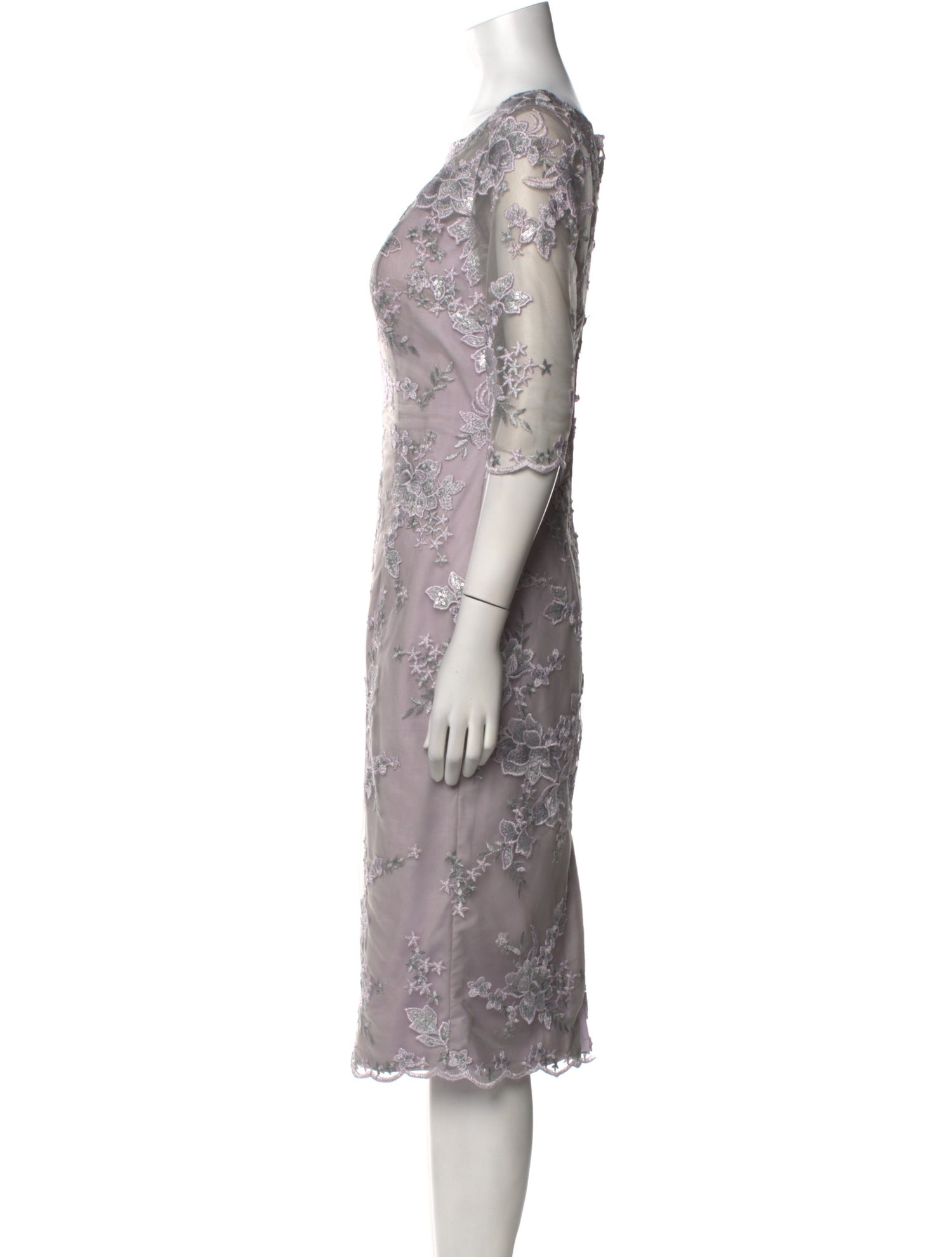 La Femme Lace Pattern Midi Length Dress