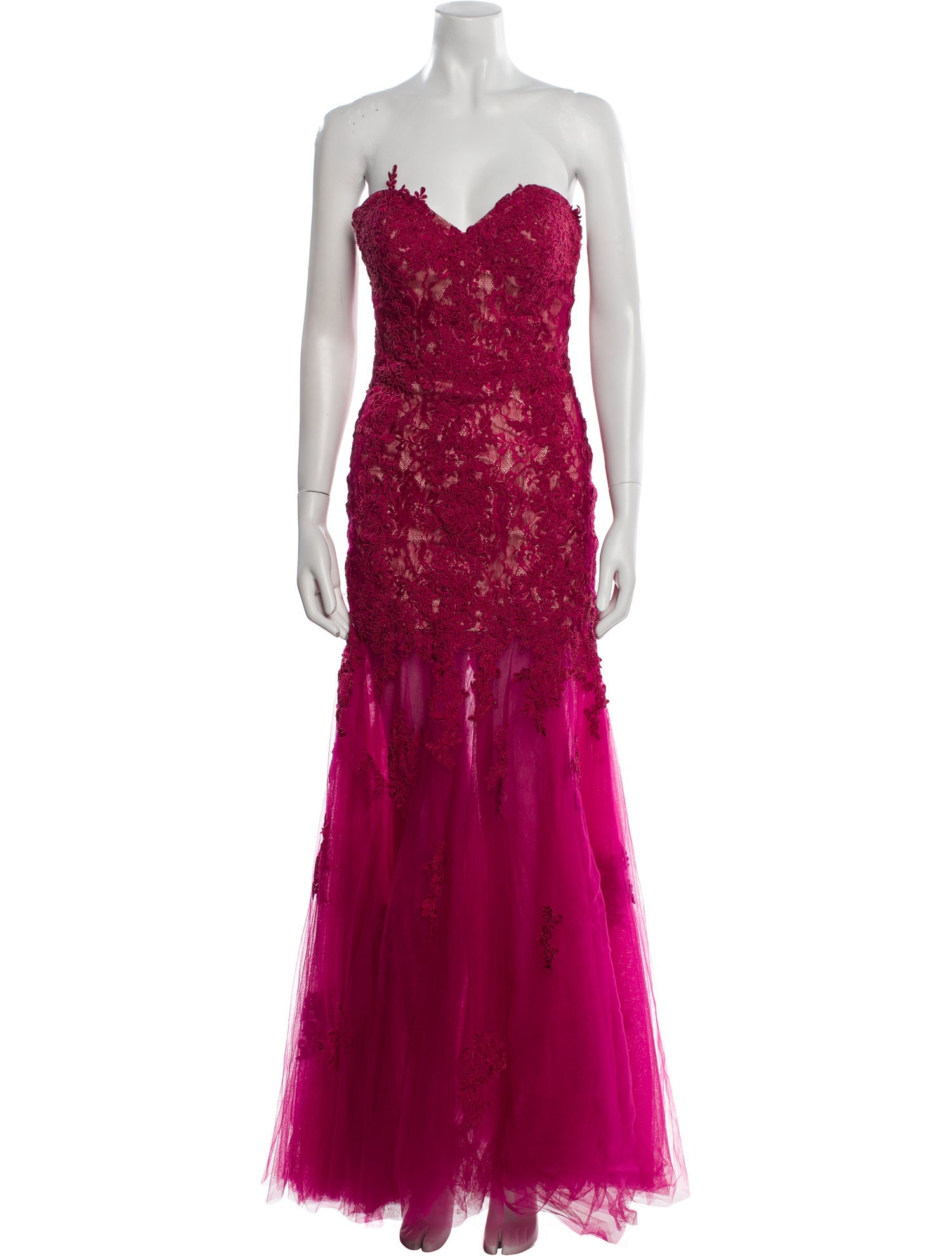 La Femme Lace Pattern Long Dress