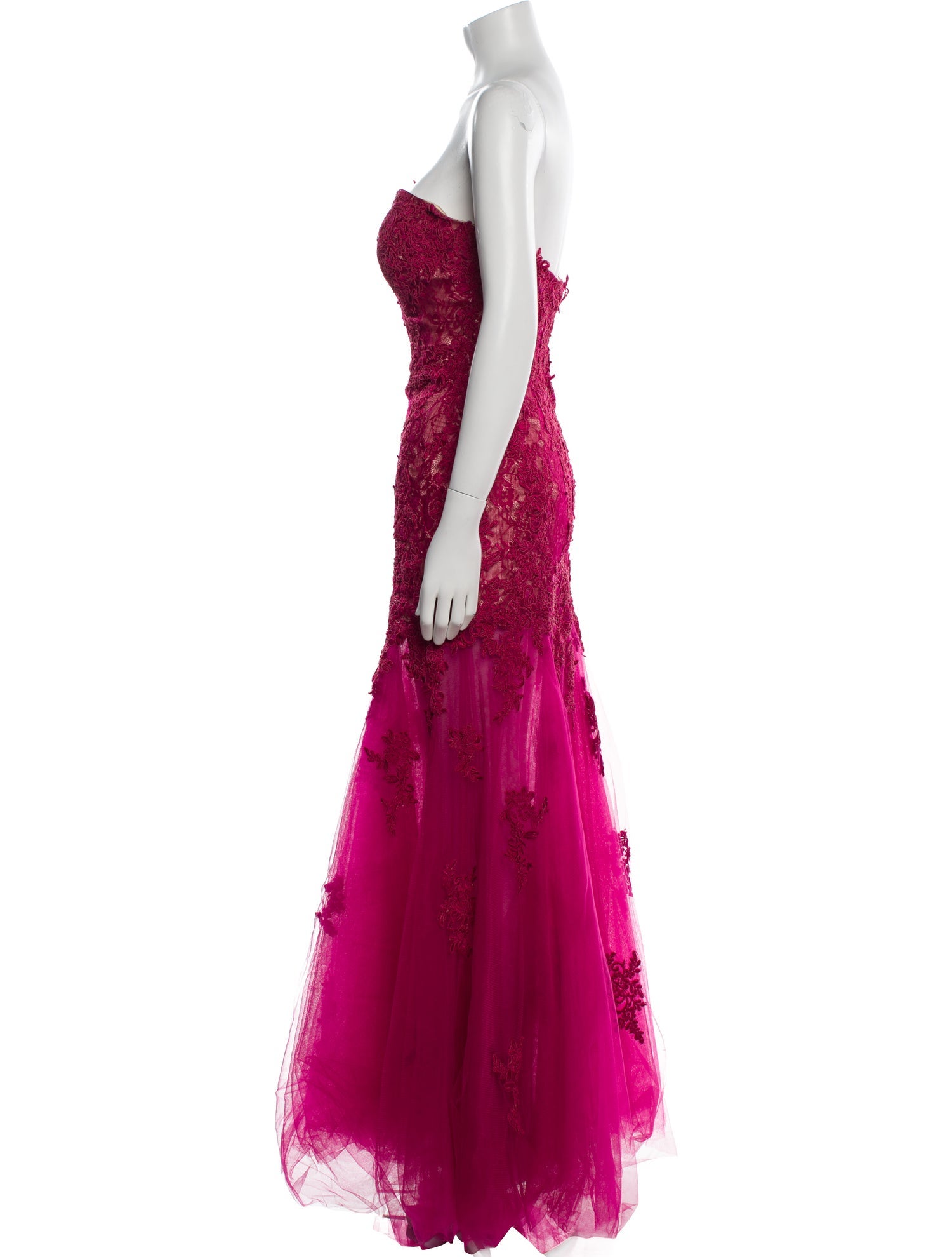 La Femme Lace Pattern Long Dress