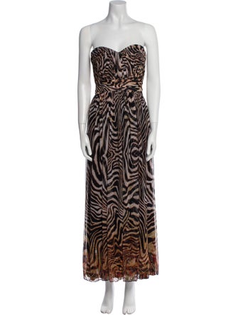 La Femme Animal Print Midi Length Dress