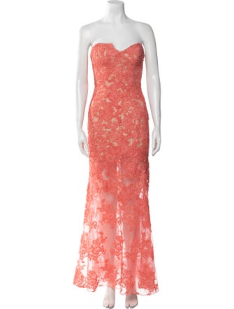 La Femme Lace Pattern Long Dress