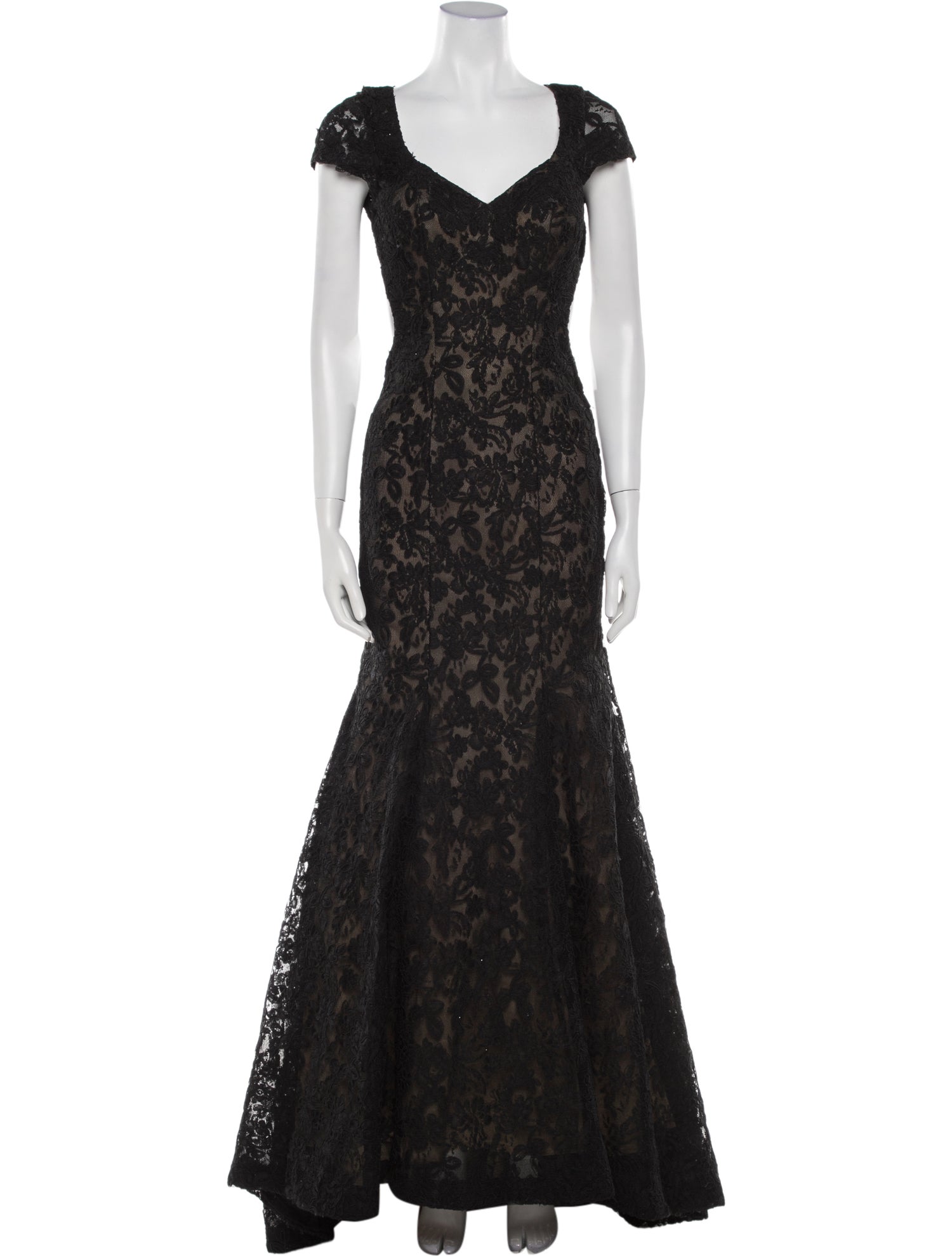 La Femme Lace Pattern Long Dress