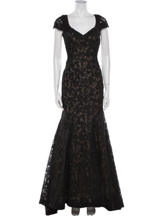 La Femme Lace Pattern Long Dress