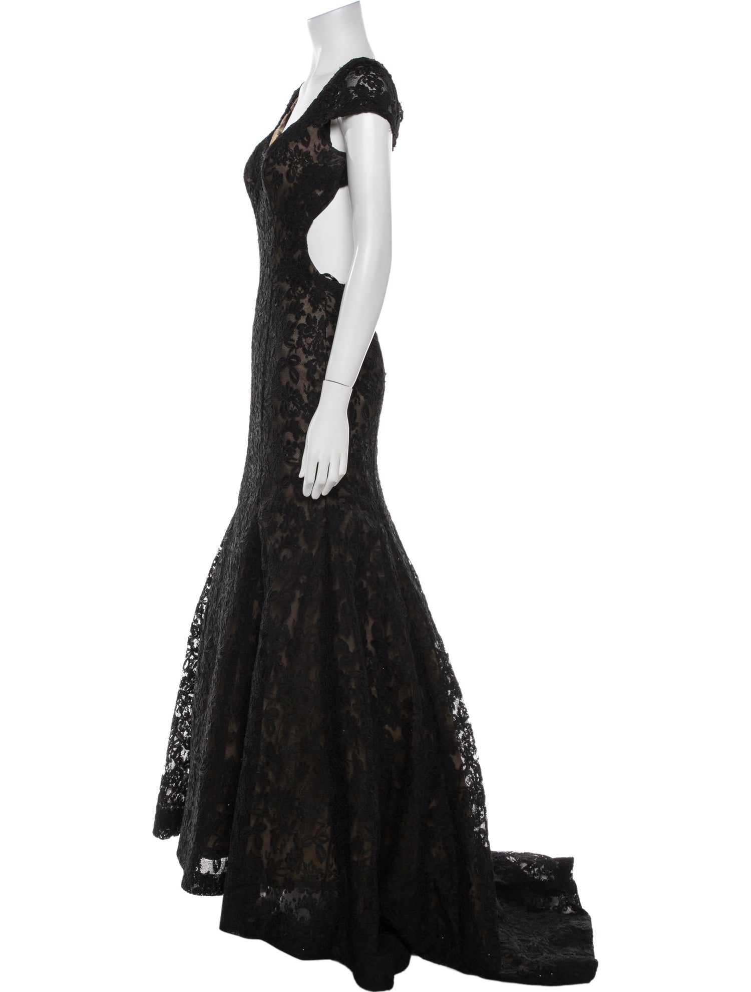La Femme Lace Pattern Long Dress