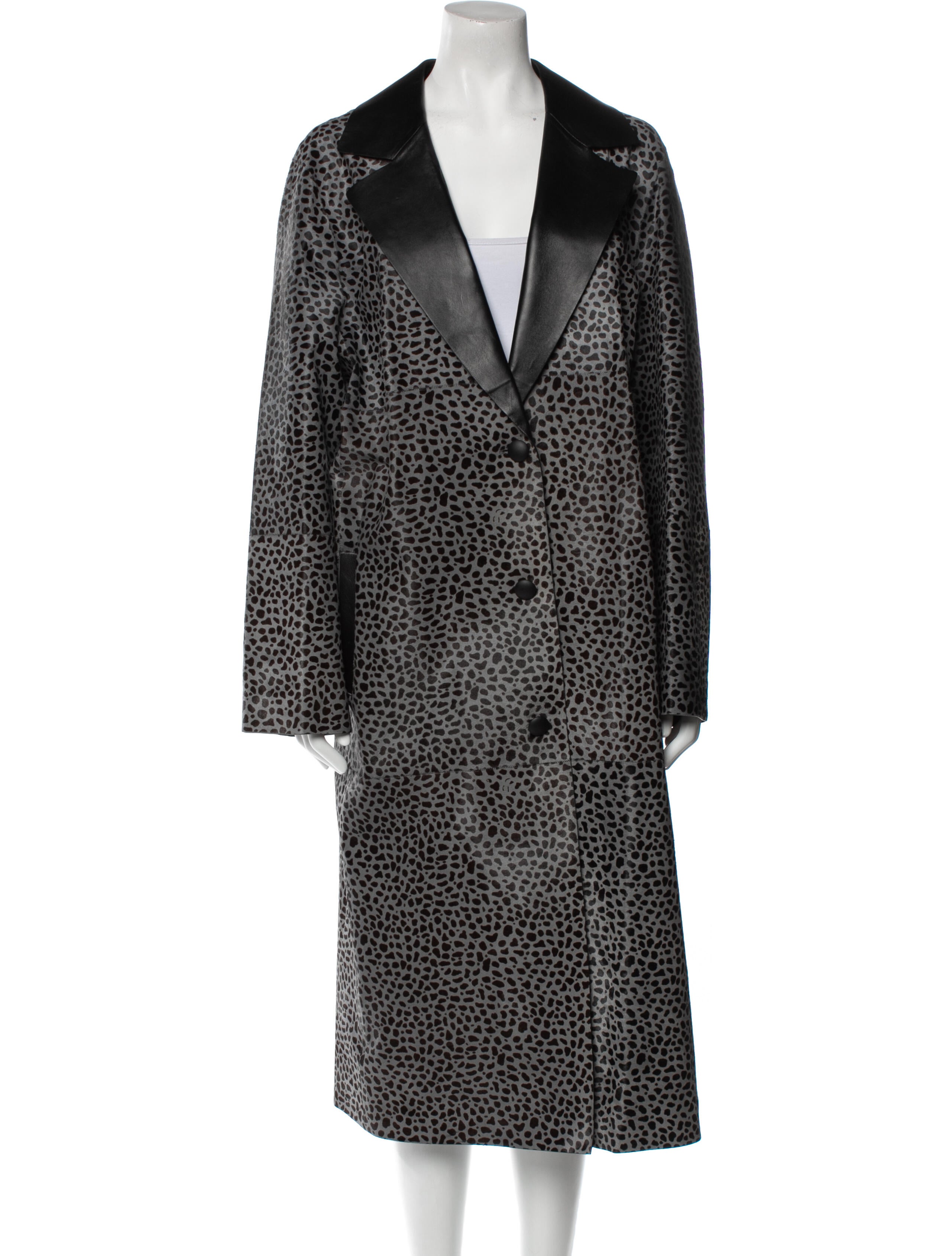 Lafayette 148 Calf Hair Printed Coat Grey Coats, Clothing