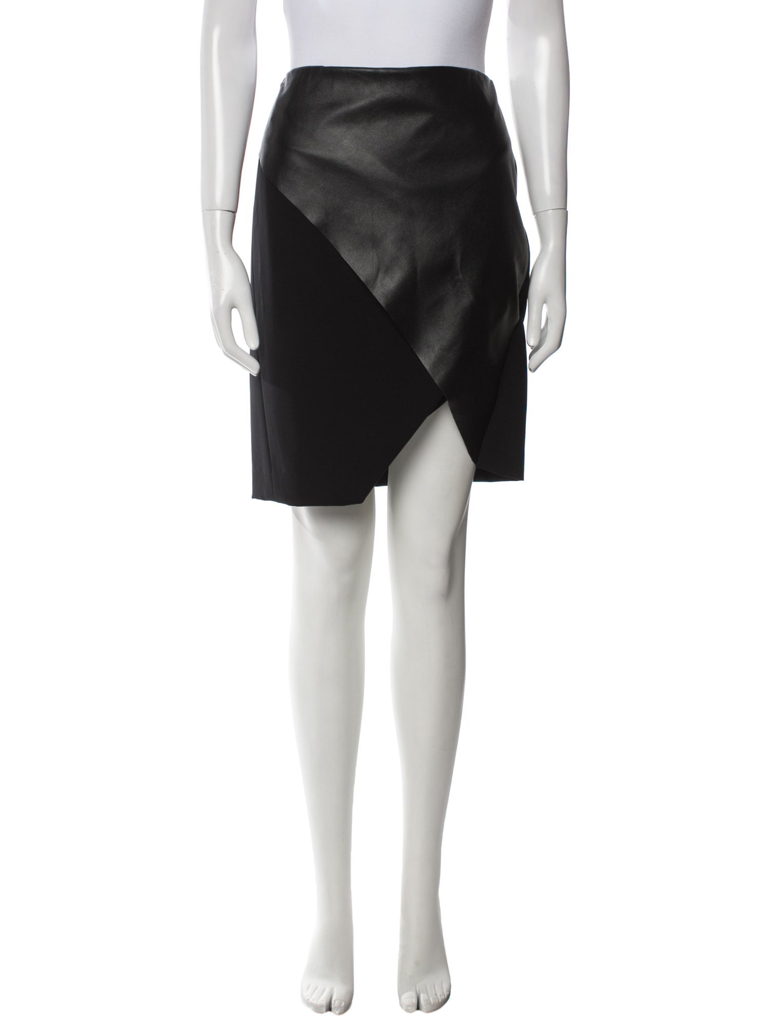 Lafayette 148 Leather Trim Embellishment Knee-Length Skirt