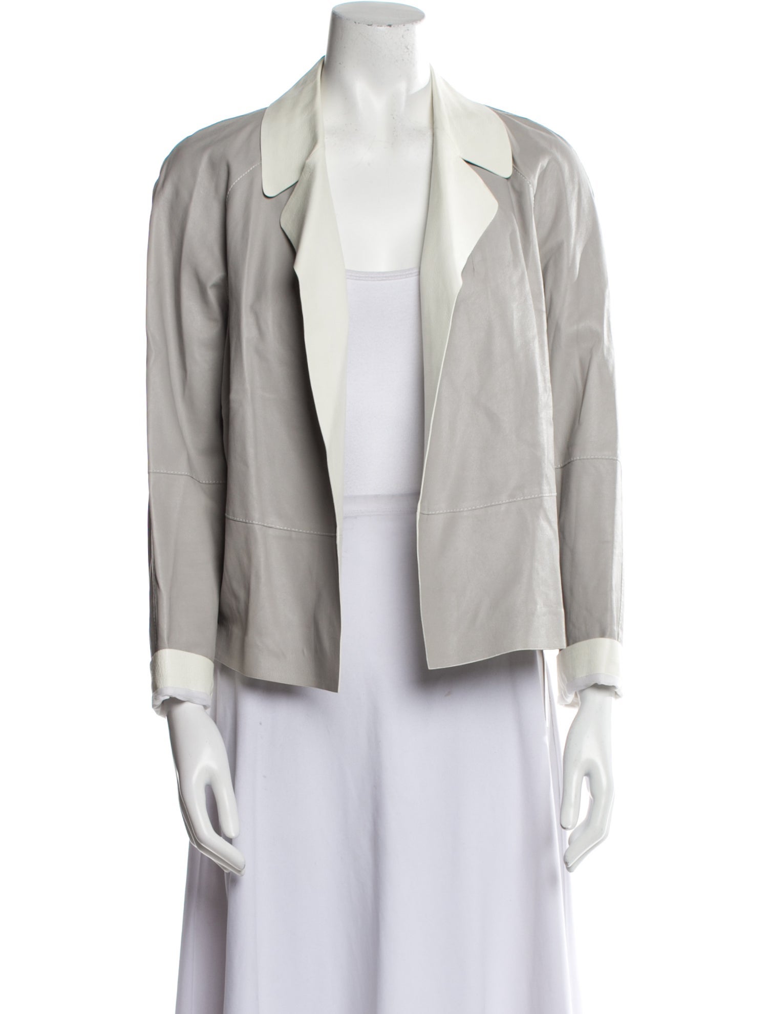 Lafayette 148 Leather Striped Jacket