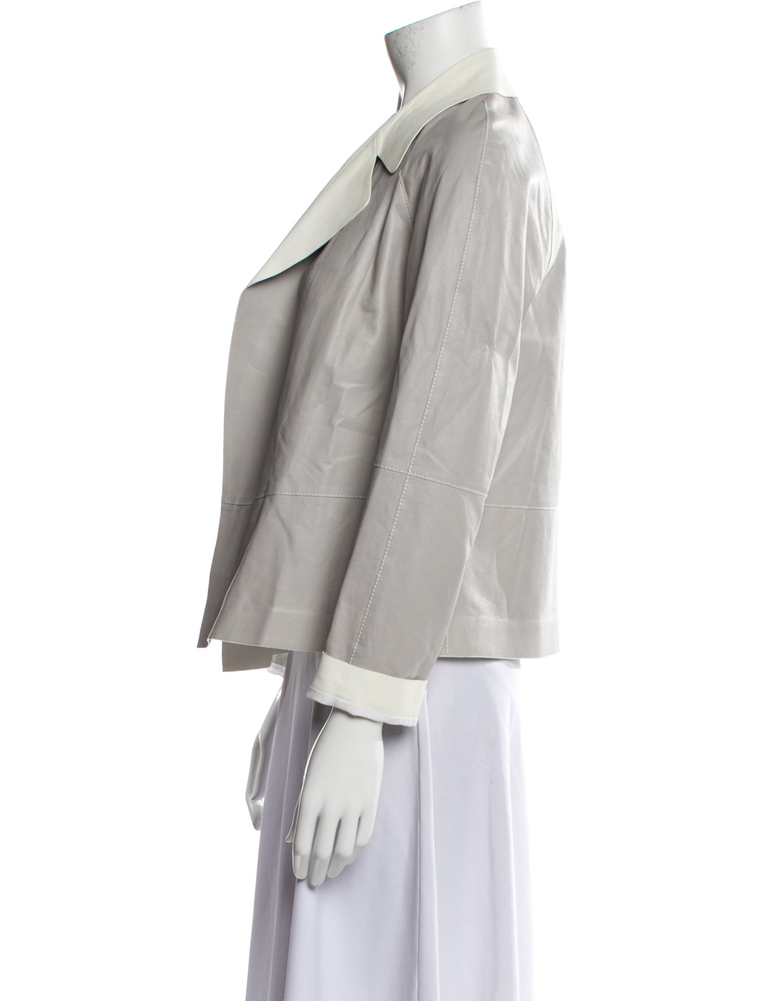 Lafayette 148 Leather Striped Jacket