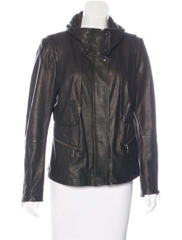 Lafayette 148 Leather Wool-Trimmed Jacket