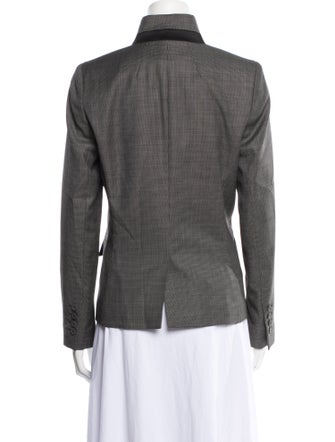 Lafayette 148 Virgin Wool Plaid Print Blazer