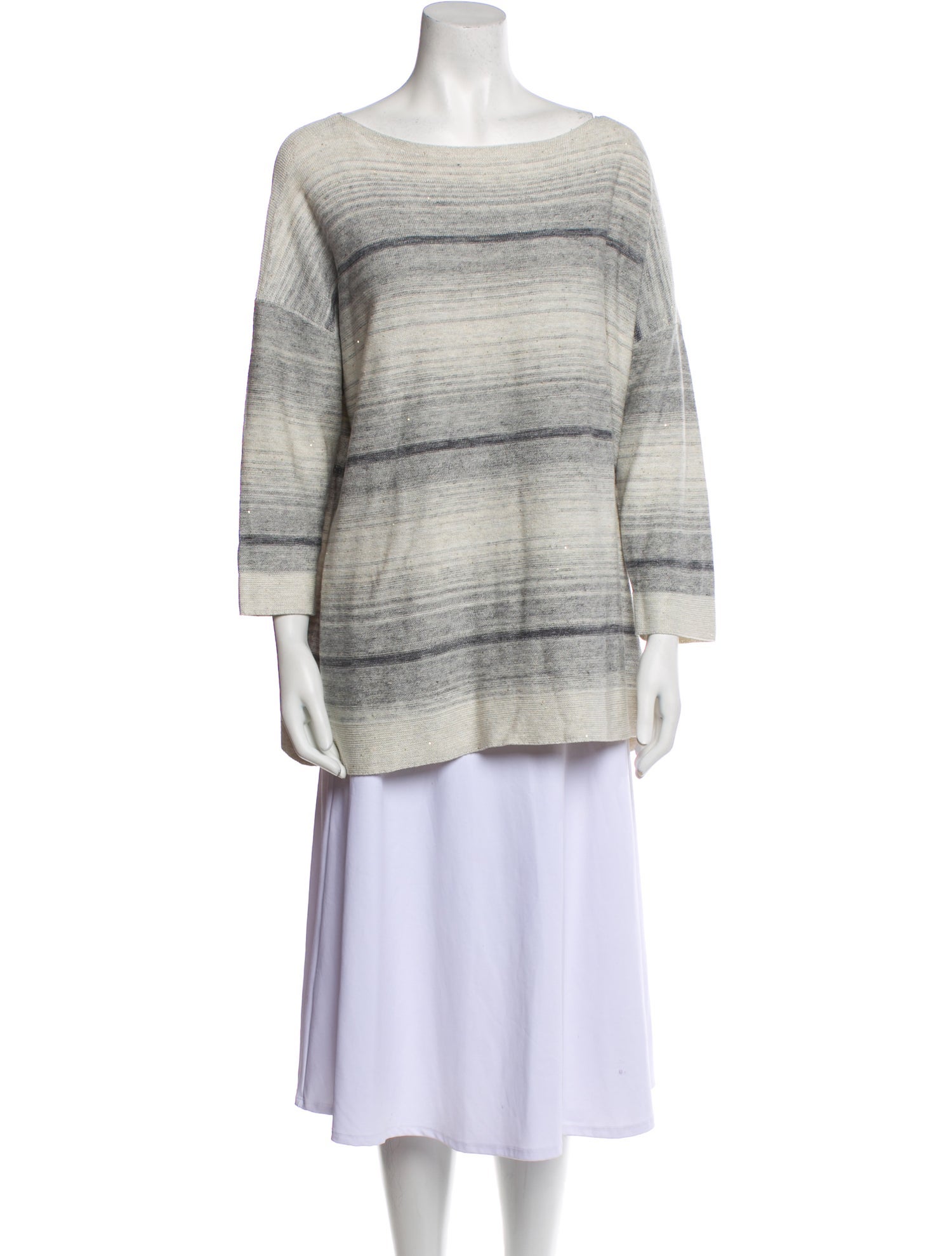 Lafayette 148 Striped Bateau Neckline Sweater