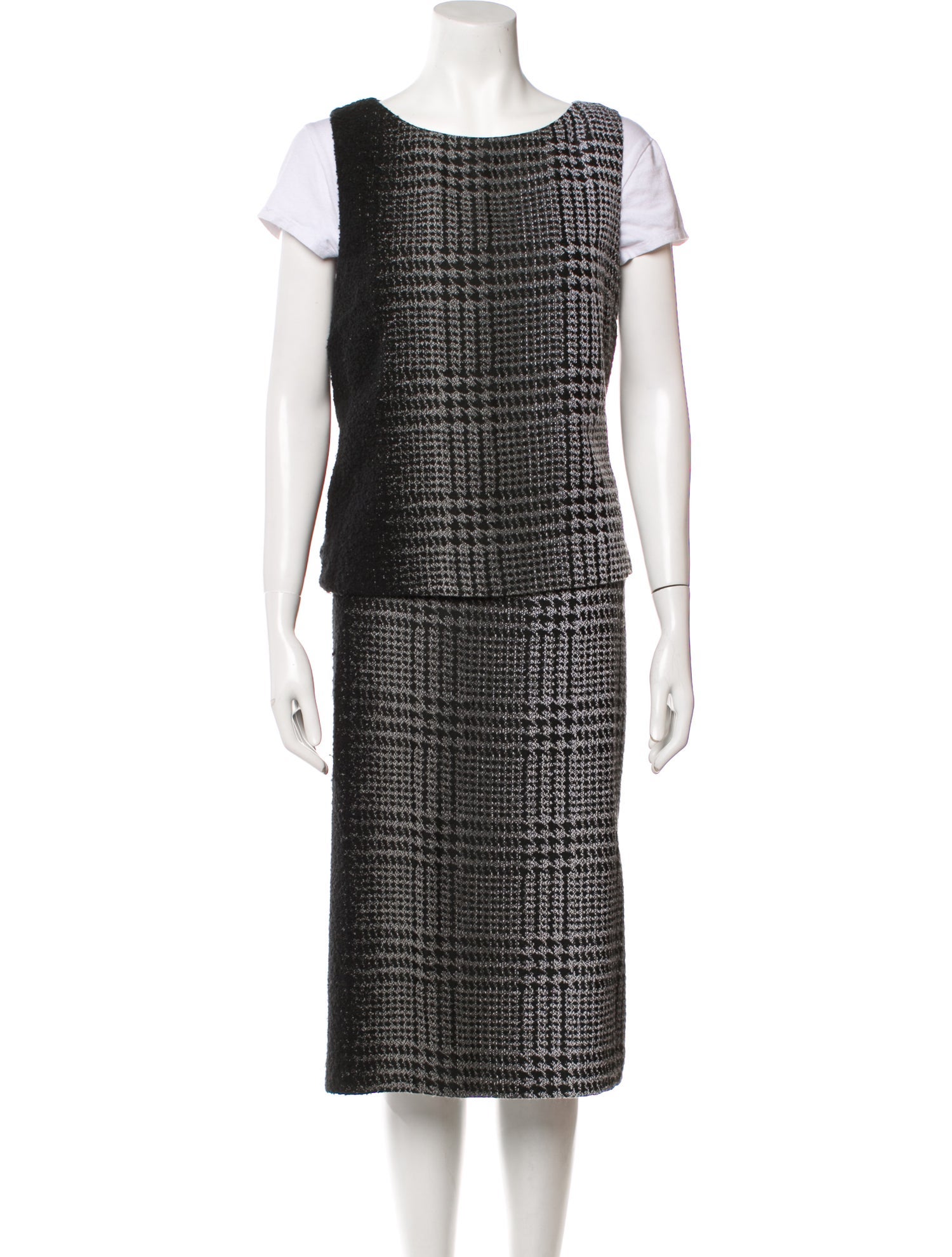 Lafayette 148 Plaid Print Skirt Set