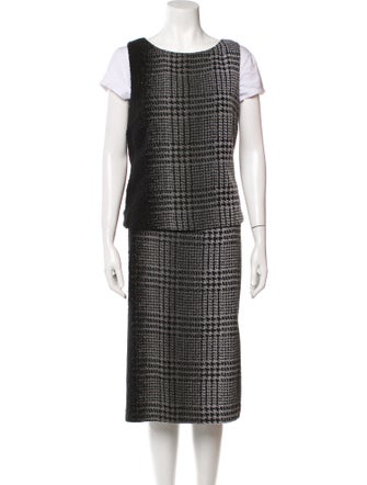 Lafayette 148 Plaid Print Skirt Set