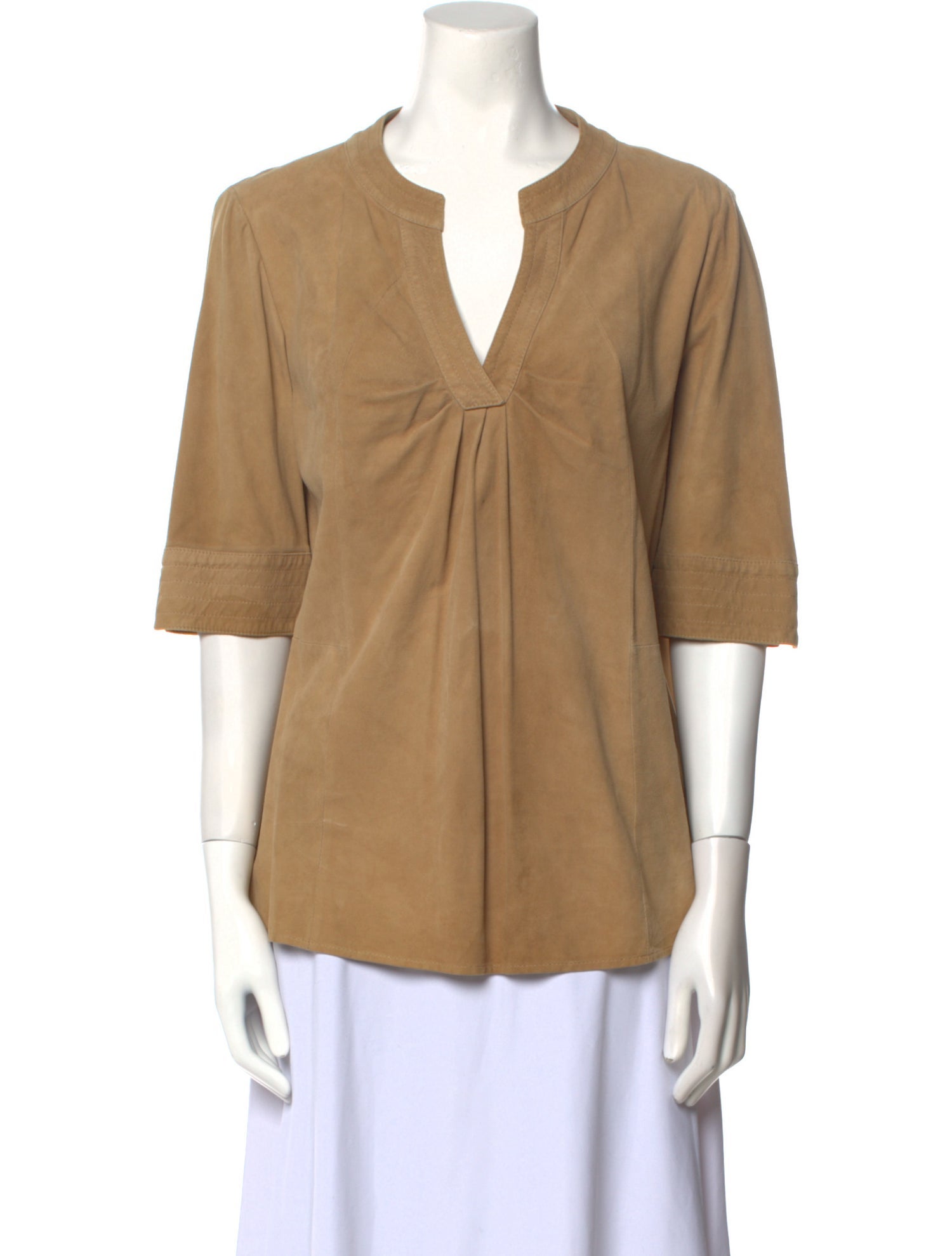 Lafayette 148 Leather V-Neck Blouse