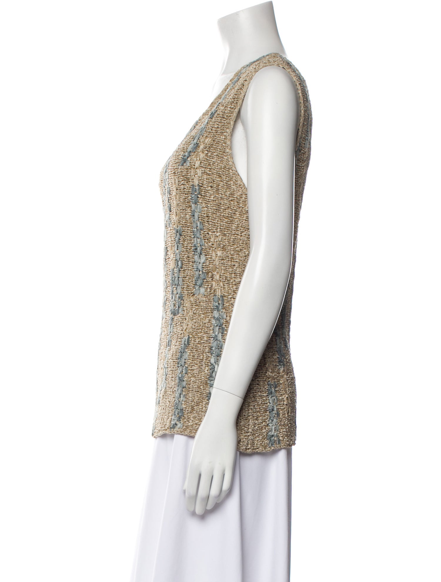 Lafayette 148 Tweed Pattern V-Neck Top